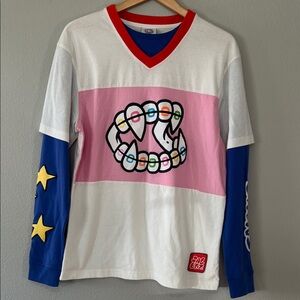 ZUMIEZ Salem 7 Women’s Med Long Sleeve Skateboard Shirt Pink White Brand New